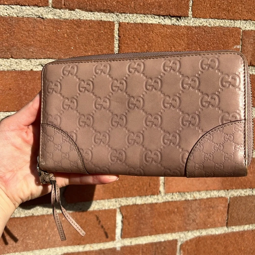 Authentic Gucci Guccissima Large Blush Pink Nude Zip Around Continental Wallet - Picture 16 of 17